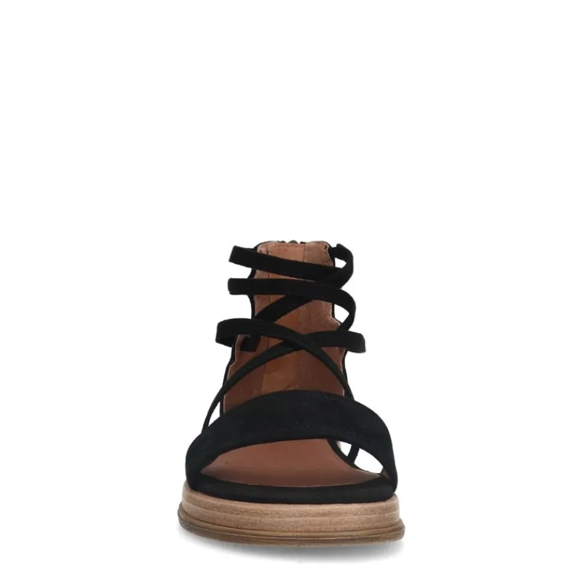 No Stress Zwarte suède sandalen met bandjes^DAMES Sandalen