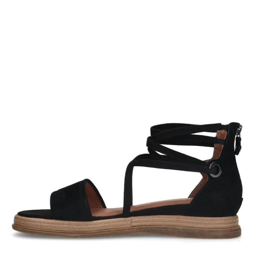 No Stress Zwarte suède sandalen met bandjes^DAMES Sandalen