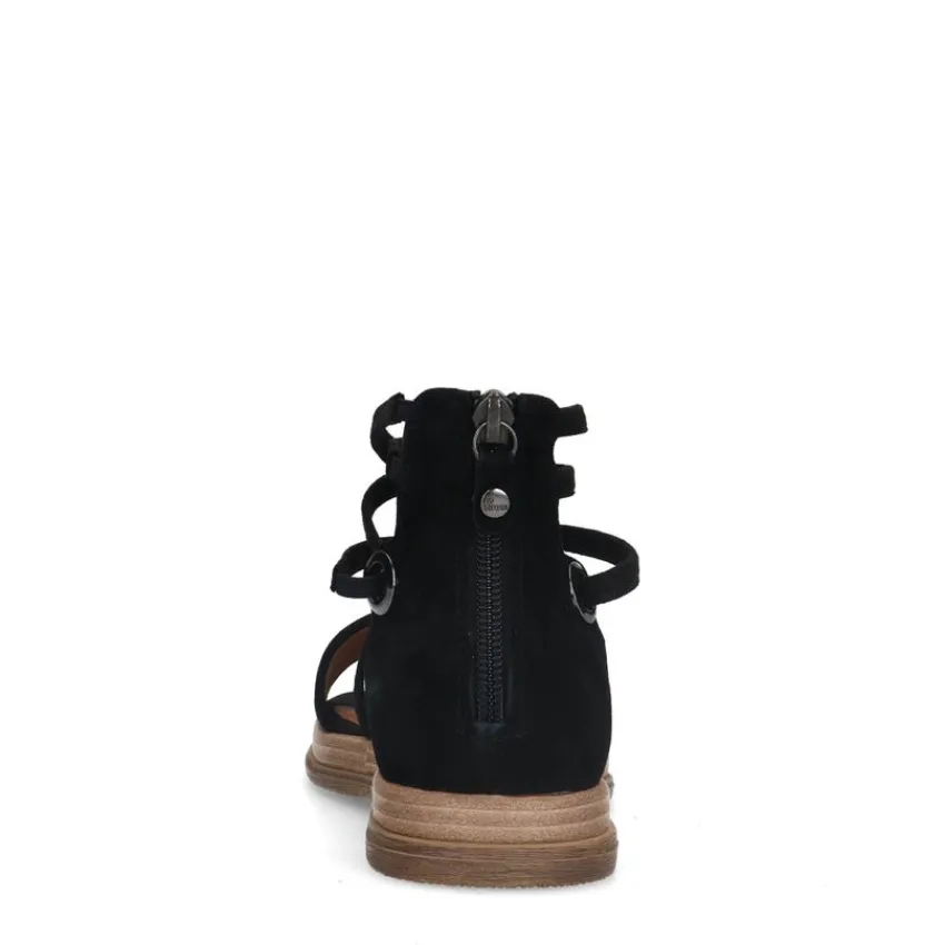 No Stress Zwarte suède sandalen met bandjes^DAMES Sandalen