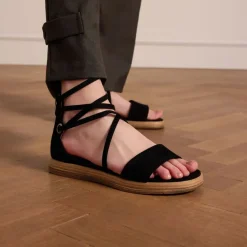 No Stress Zwarte suède sandalen met bandjes^DAMES Sandalen