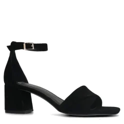 Manfield Zwarte suède sandalen met hak^DAMES Sandalen