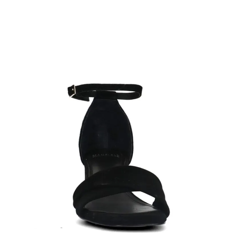 Manfield Zwarte suède sandalen met hak^DAMES Sandalen