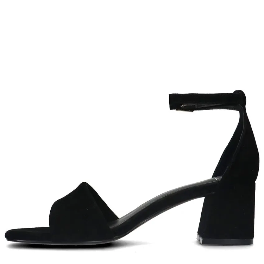 Manfield Zwarte suède sandalen met hak^DAMES Sandalen