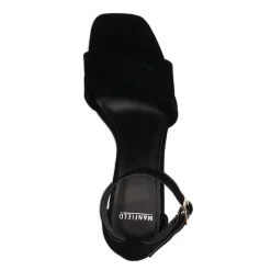 Manfield Zwarte suède sandalen met hak^DAMES Sandalen