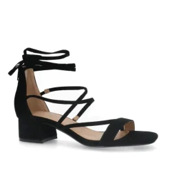 Manfield Zwarte suède sandalen met hak^DAMES Sandalen