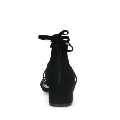 Manfield Zwarte suède sandalen met hak^DAMES Sandalen