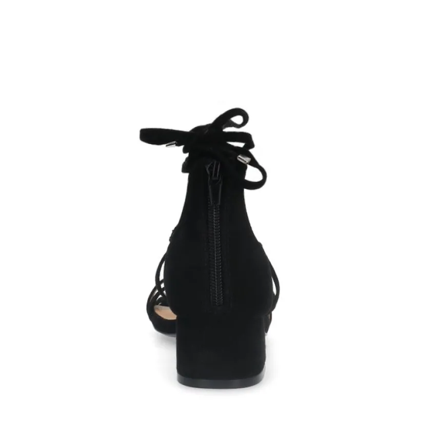 Manfield Zwarte suède sandalen met hak^DAMES Sandalen