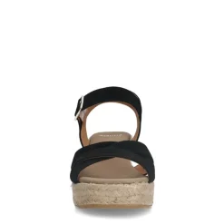 Manfield Zwarte suède sleehakken^DAMES Espadrilles|Sandalen