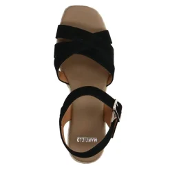 Manfield Zwarte suède sleehakken^DAMES Espadrilles|Sandalen
