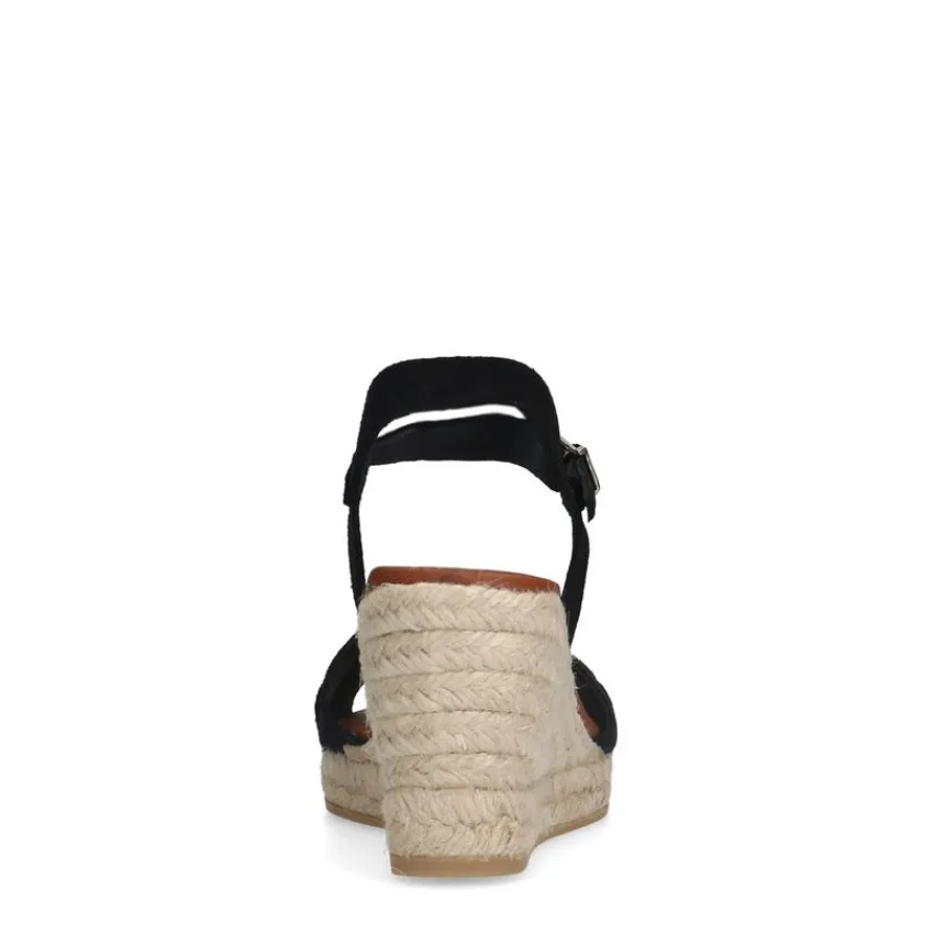 Manfield Zwarte suède sleehakken^DAMES Espadrilles|Sandalen