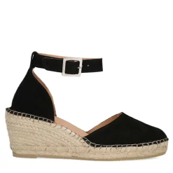 Manfield Zwarte suède sleehakken^DAMES Espadrilles|Sandalen