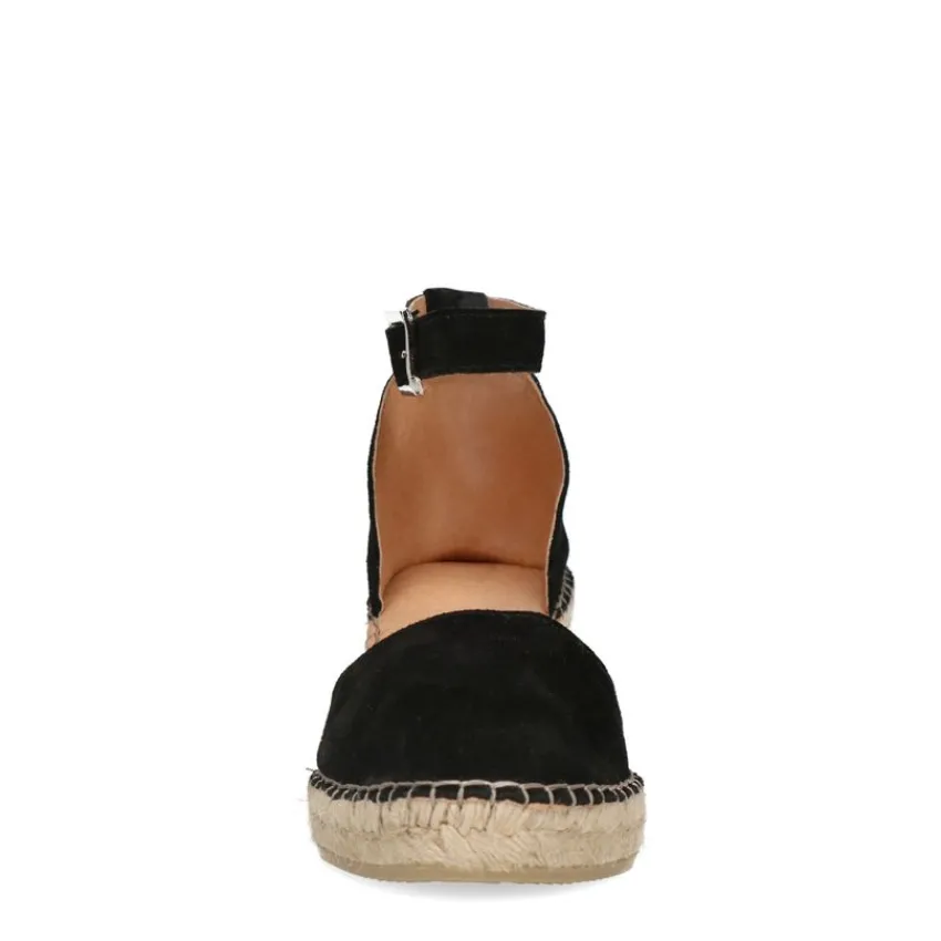 Manfield Zwarte suède sleehakken^DAMES Espadrilles|Sandalen