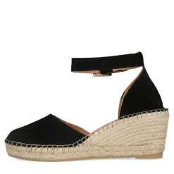 Manfield Zwarte suède sleehakken^DAMES Espadrilles|Sandalen