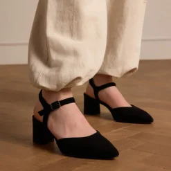 No Stress Zwarte suède slingbacks^DAMES Pumps|Slingbacks