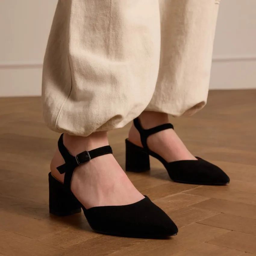 No Stress Zwarte suède slingbacks^DAMES Pumps|Slingbacks