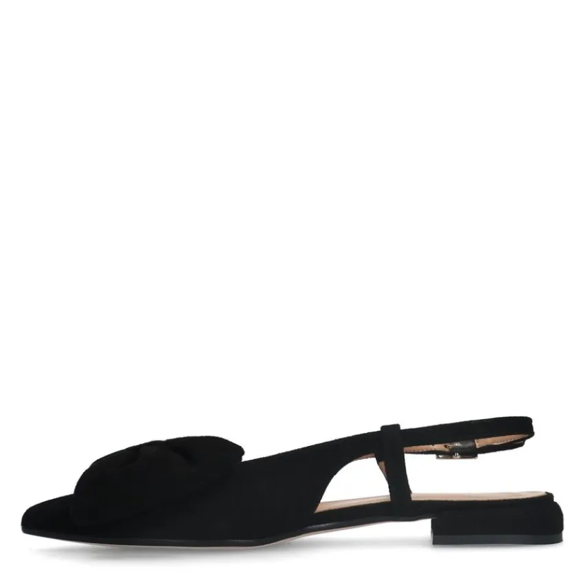 Manfield Zwarte suède slingbacks^DAMES Slingbacks|Loafers