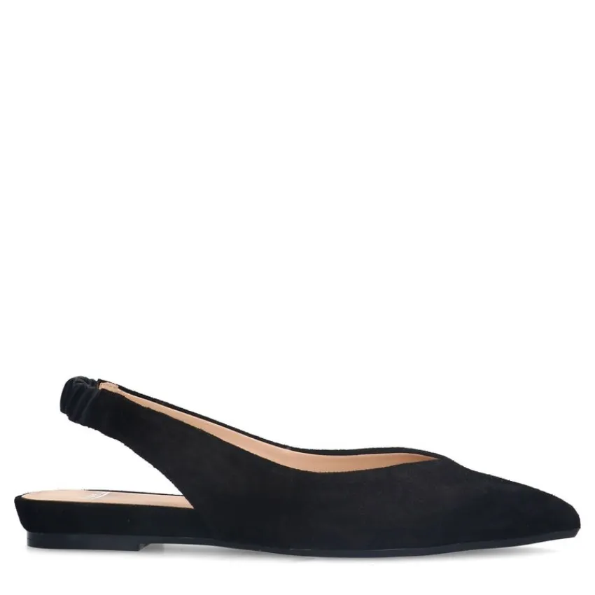 Manfield Zwarte suède slingbacks^DAMES Pumps|Slingbacks
