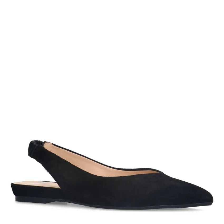 Manfield Zwarte suède slingbacks^DAMES Pumps|Slingbacks