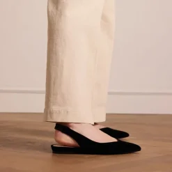 Manfield Zwarte suède slingbacks^DAMES Pumps|Slingbacks