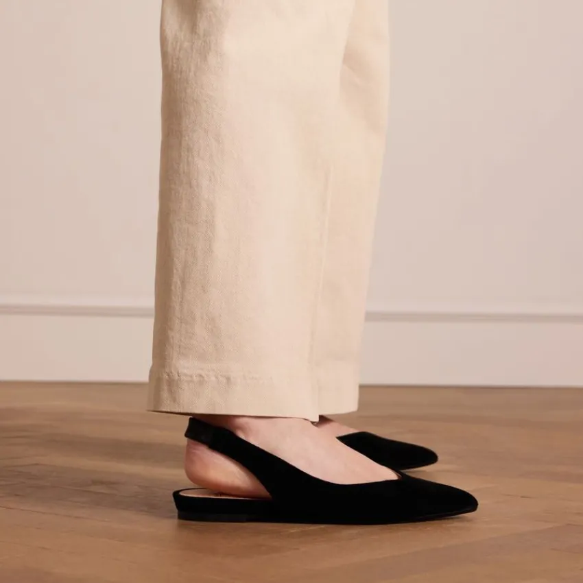 Manfield Zwarte suède slingbacks^DAMES Pumps|Slingbacks