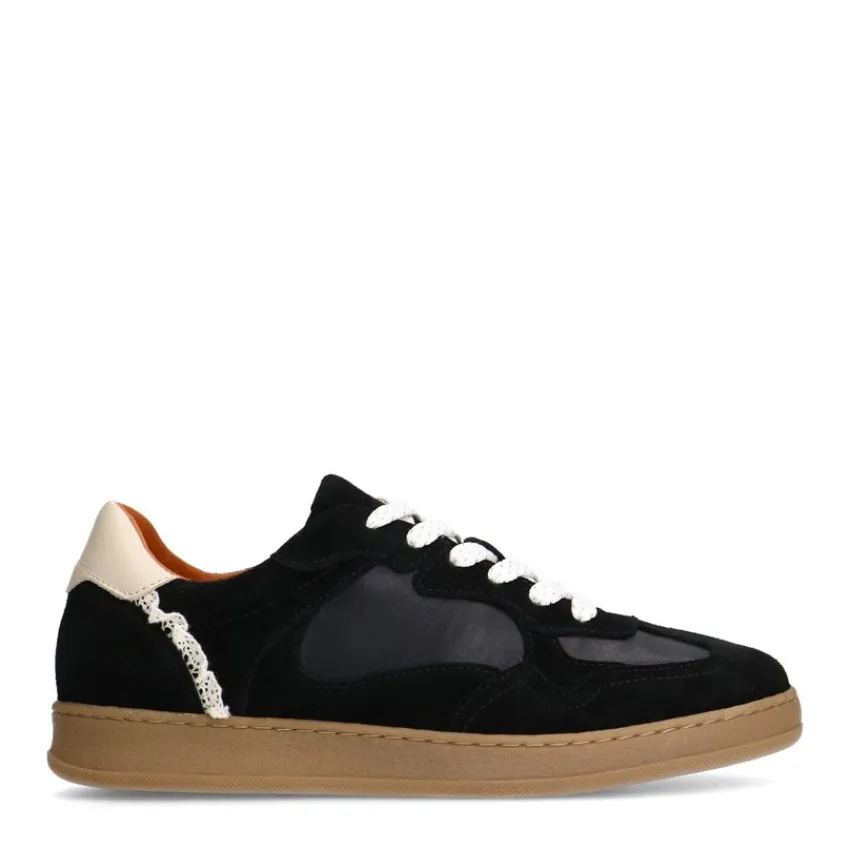 Manfield Zwarte suède sneakers^DAMES Sneakers