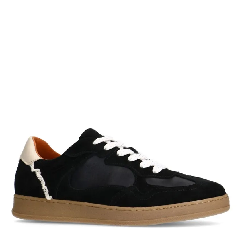 Manfield Zwarte suède sneakers^DAMES Sneakers