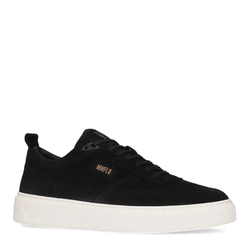 Manfield Zwarte suède sneakers^Heren Sneakers