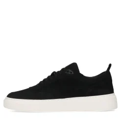 Manfield Zwarte suède sneakers^Heren Sneakers