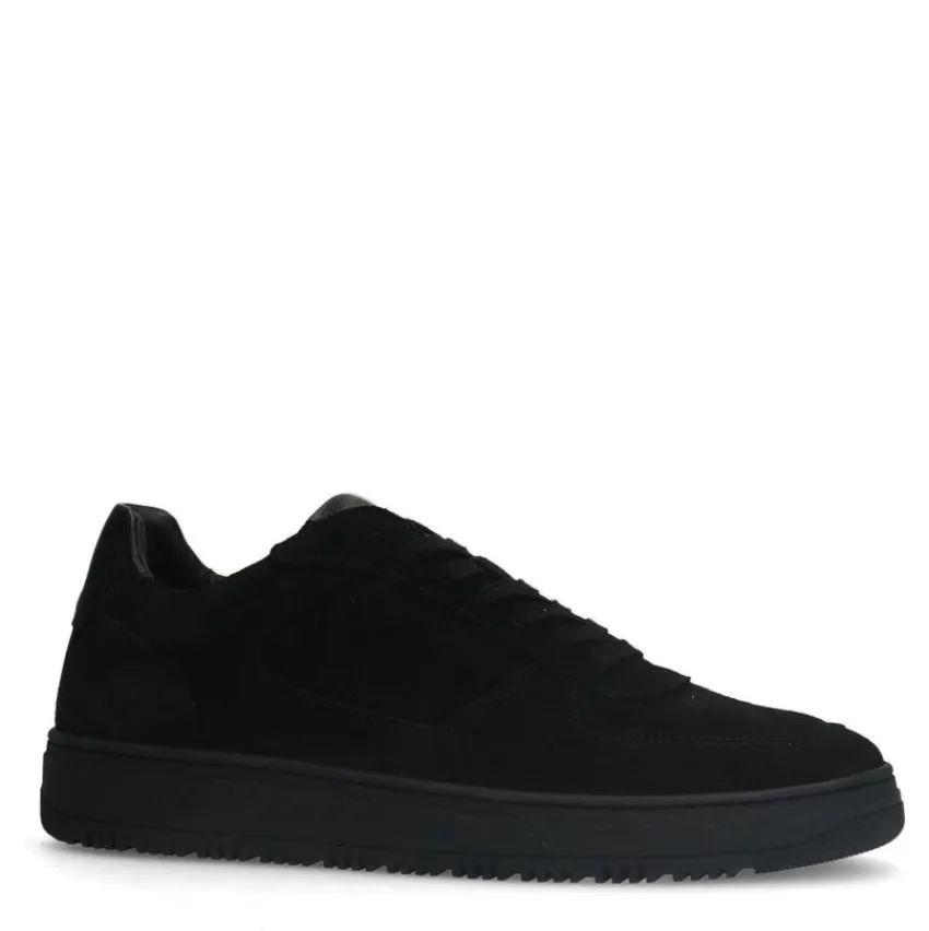 Manfield Zwarte suède sneakers^Heren Sneakers