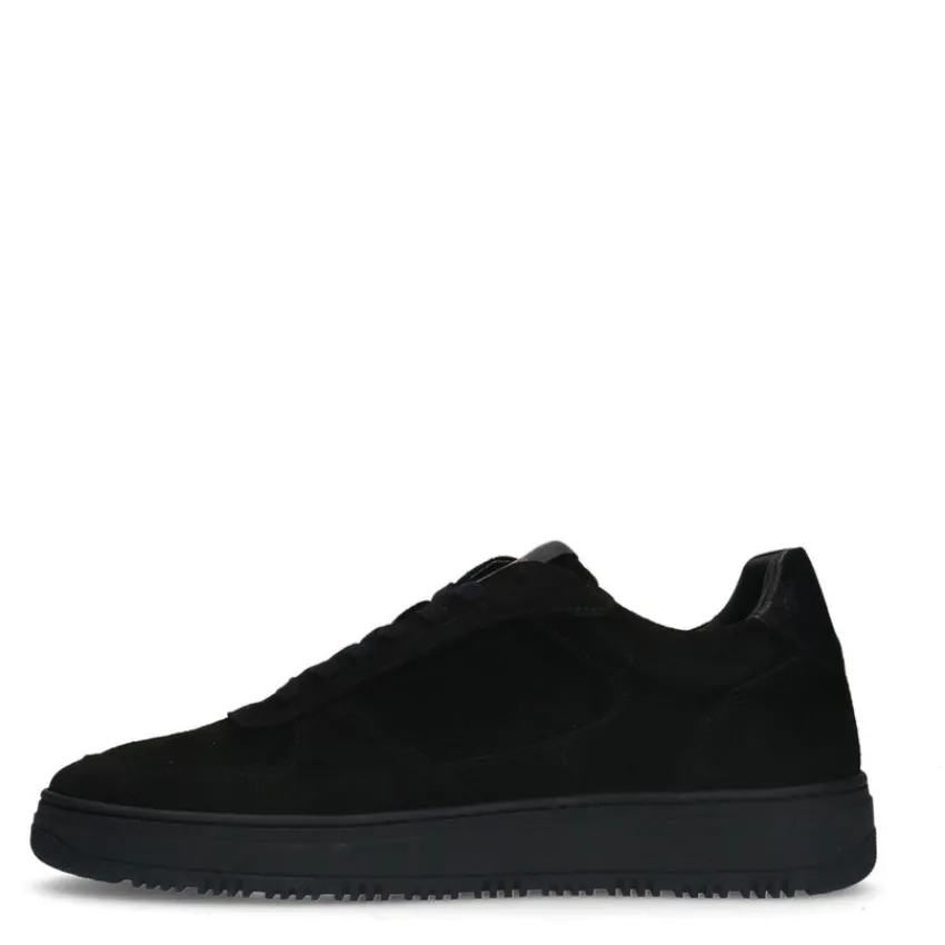 Manfield Zwarte suède sneakers^Heren Sneakers