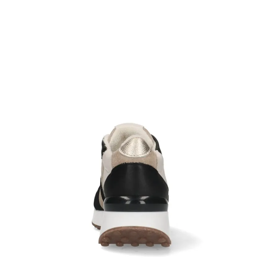 Manfield Zwarte suède sneakers met leren details^DAMES Sneakers