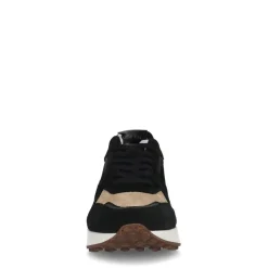 Manfield Zwarte suède sneakers met lakleren details^DAMES Sneakers