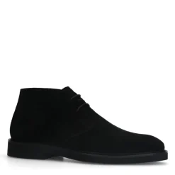 Manfield Zwarte suède veterboots^Heren Boots