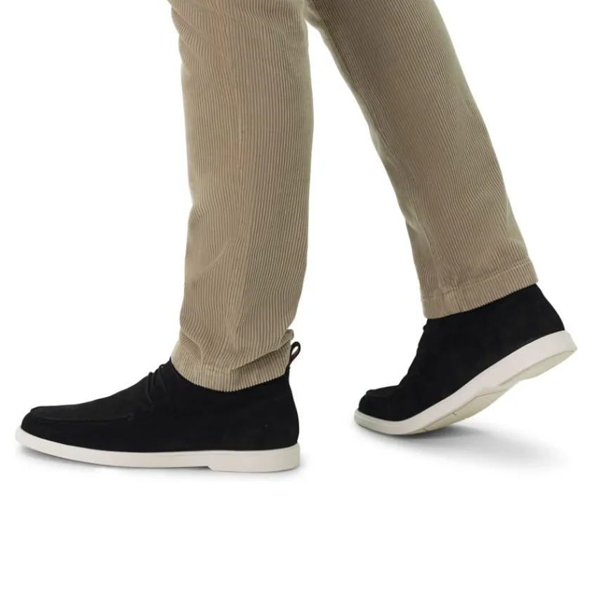 Manfield Zwarte suède veterboots^Heren Boots