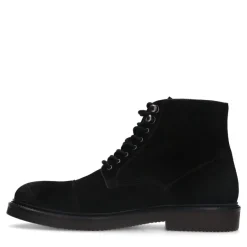 Manfield Zwarte suède veterboots^Heren Boots