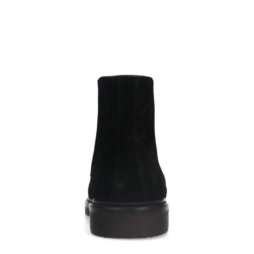 Manfield Zwarte suède veterboots^Heren Boots