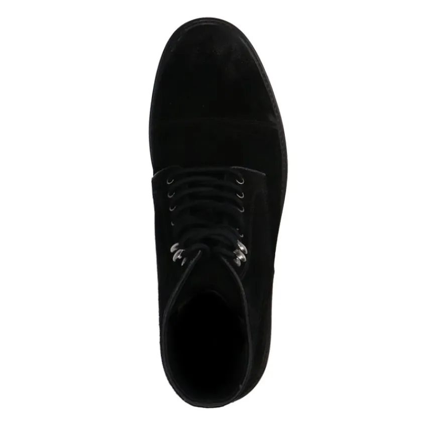 Manfield Zwarte suède veterboots^Heren Boots