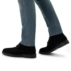 Manfield Zwarte suède veterboots^Heren Boots