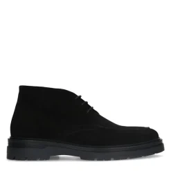 Manfield Zwarte suède veterboots^Heren Boots