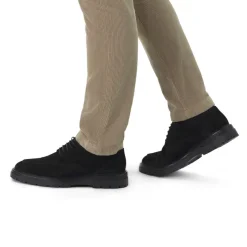 Manfield Zwarte suède veterboots^Heren Boots