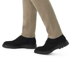 Manfield Zwarte suède veterboots^Heren Boots