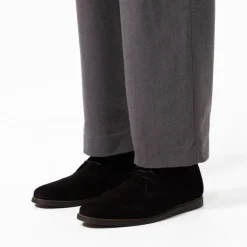 Manfield Zwarte suède veterboots^Heren Boots