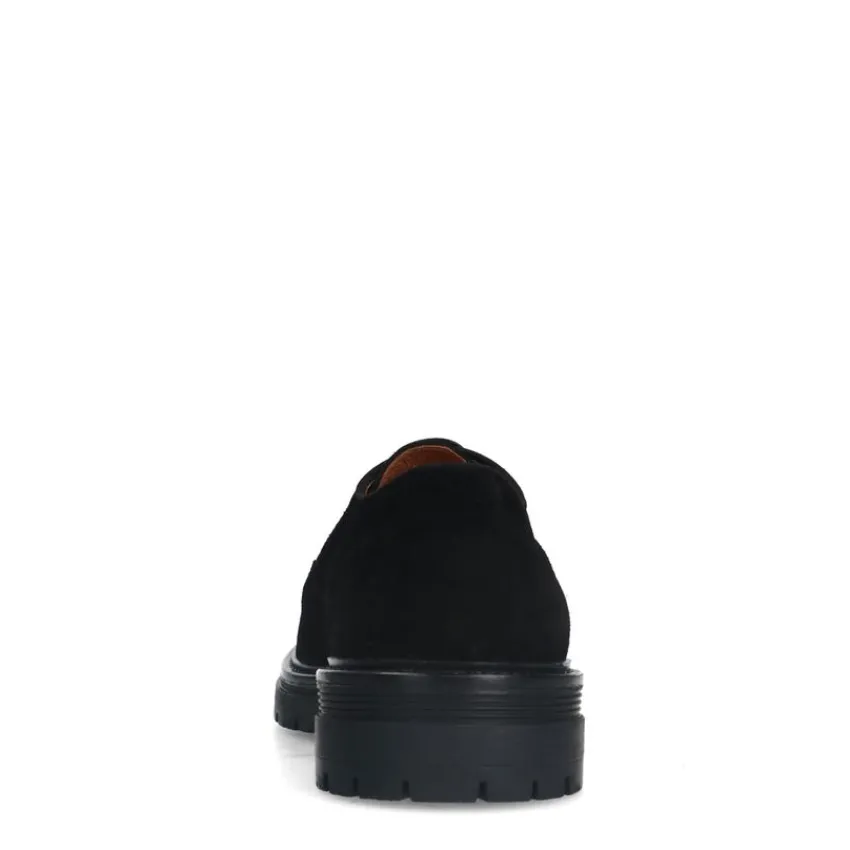 Manfield Zwarte suède veterschoenen^Heren Veterschoenen