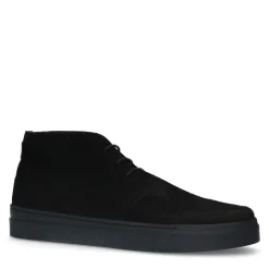 Manfield Zwarte suède veterschoenen^Heren Veterschoenen