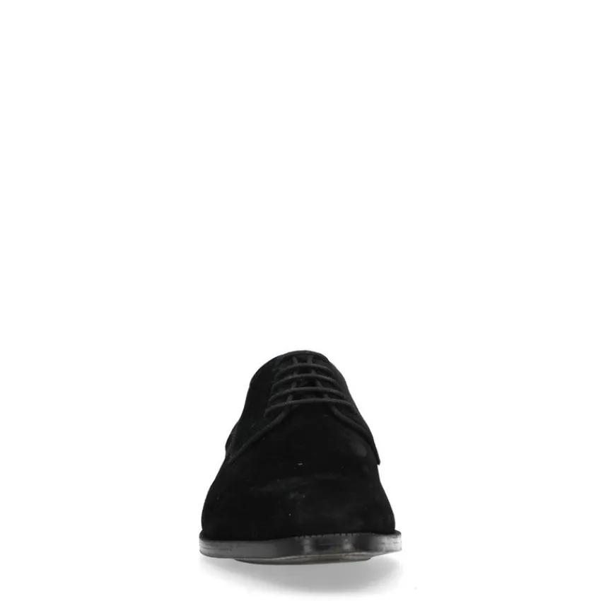 Manfield Zwarte suède veterschoenen^Heren Veterschoenen