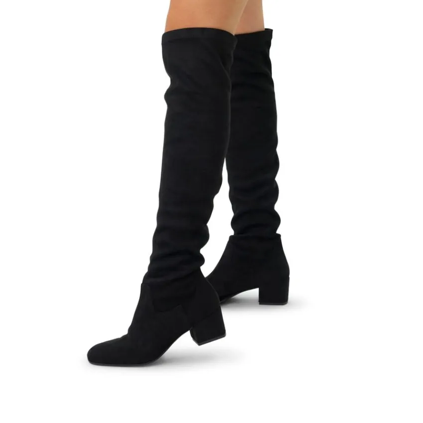 Manfield Zwarte suèdine overknee laarzen^DAMES Laarzen