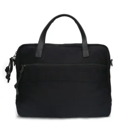 Manfield Zwarte textiele laptoptas 17.5 inch^ Laptoptassen