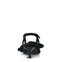 Manfield Zwarte velours slingbacks met strik^DAMES Pumps|Slingbacks