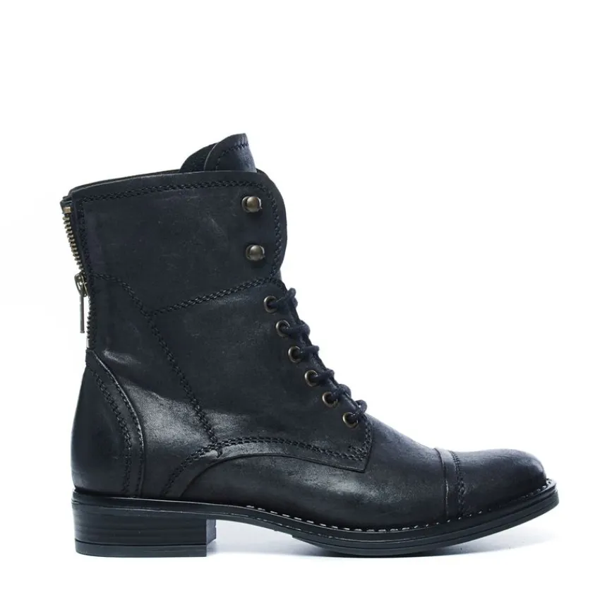 Manfield Zwarte veterlaarsjes^DAMES Enkellaarsjes