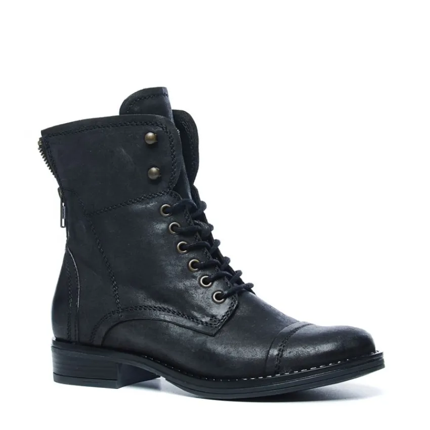 Manfield Zwarte veterlaarsjes^DAMES Enkellaarsjes